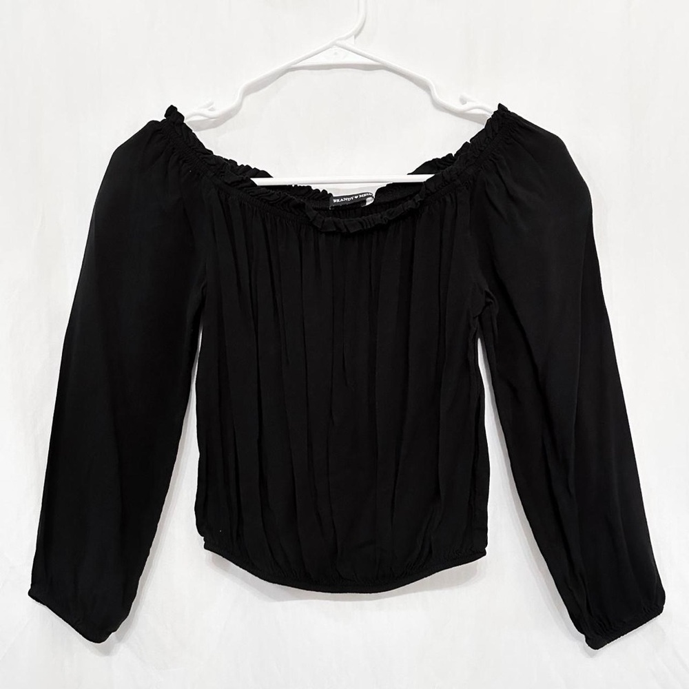 Brandy Melville John Galt Black Maura Elastic Off the Shoulder Top